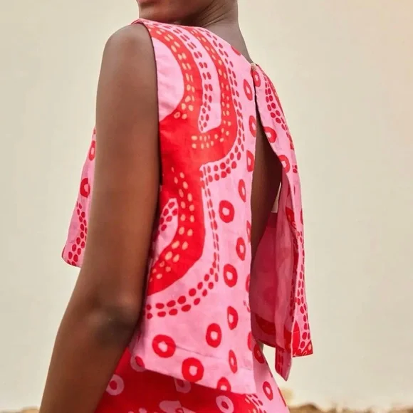 nwt farm rio 'octocool' sleeveless open back crop top - Picture 2 of 8